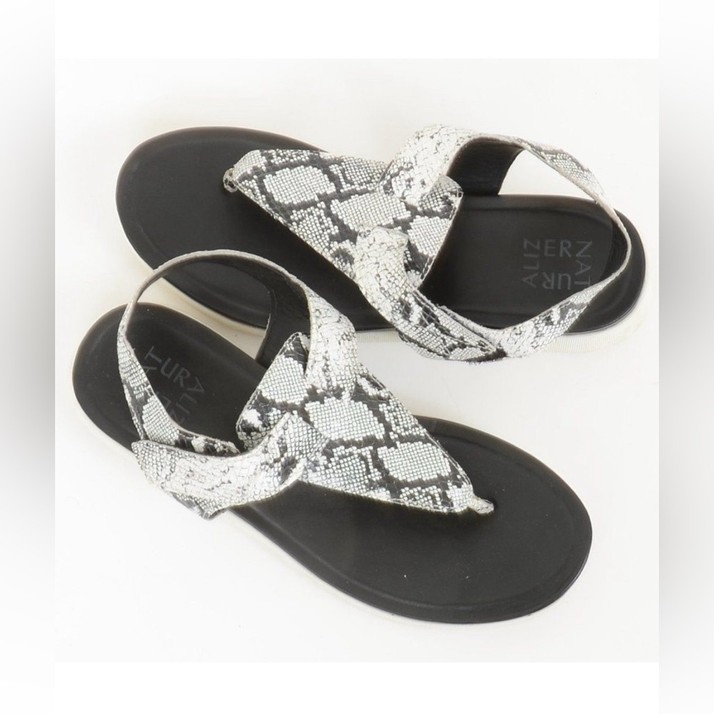 Naturalizer Lincoln Leather Snake T-Strap Sandals Womens 7.5